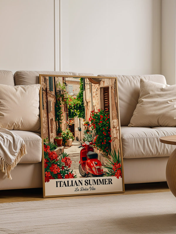 Roter Vespa Gasse Blumen