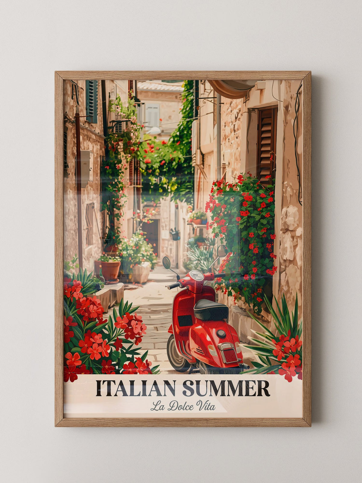 Roter Vespa Gasse Blumen