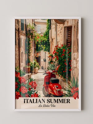 Roter Vespa Gasse Blumen