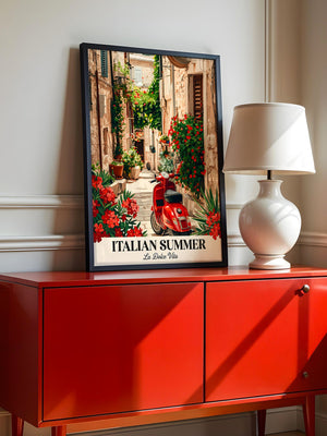 Roter Vespa Gasse Blumen