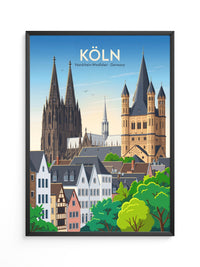 Kölner Dom Altstadt Pastellfarben