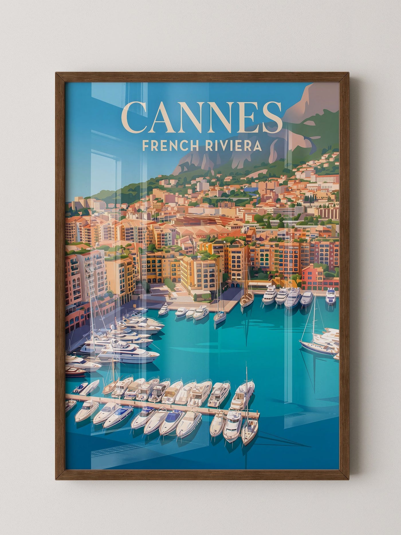 Cannes Hafen Malerei Retro