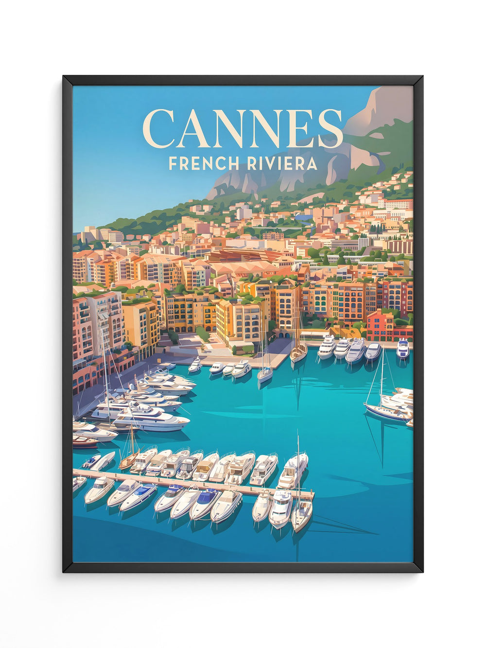 Cannes Hafen Malerei Retro