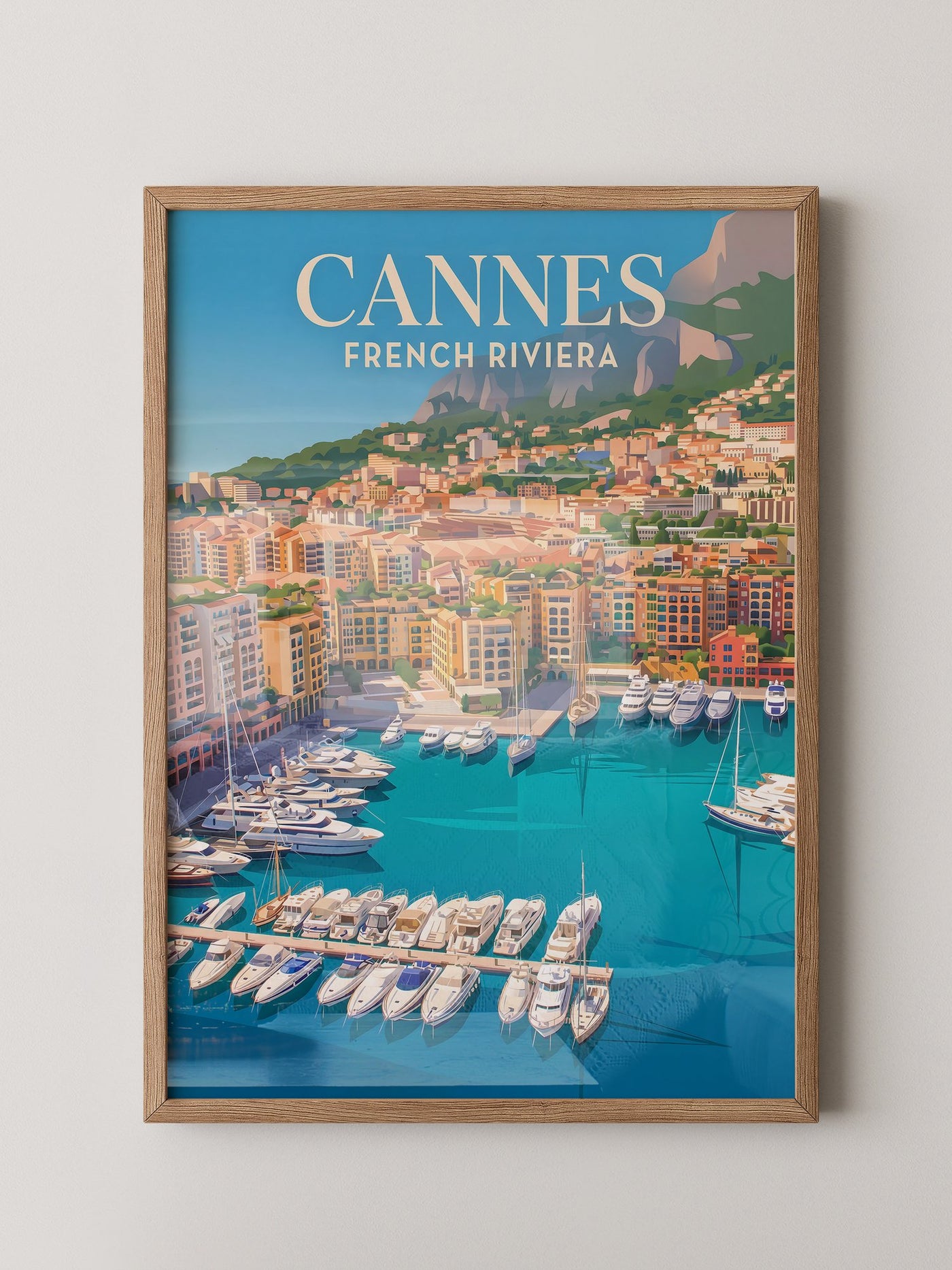 Cannes Hafen Malerei Retro