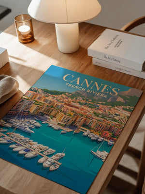 Cannes Hafen Malerei Retro