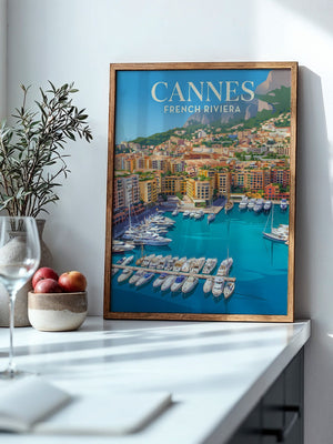 Cannes Hafen Malerei Retro