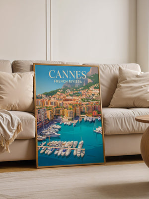 Cannes Hafen Malerei Retro