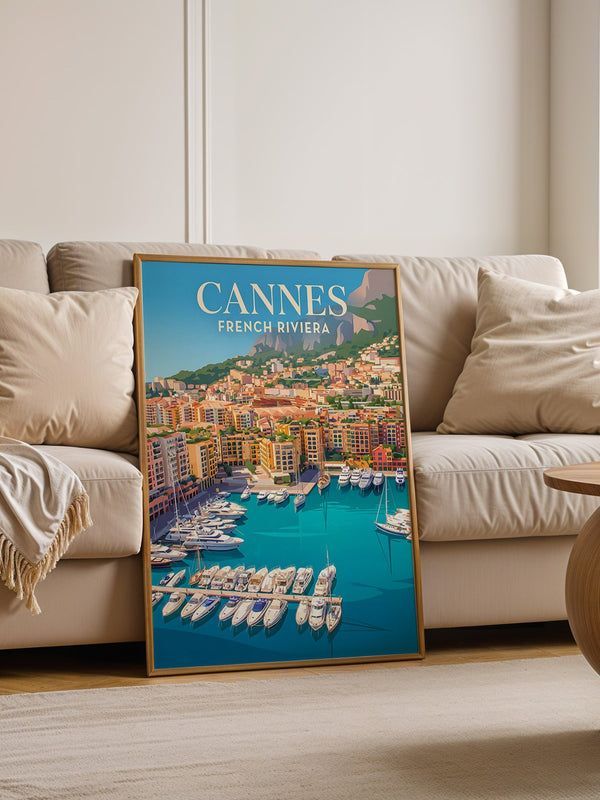 Cannes Hafen Malerei Retro