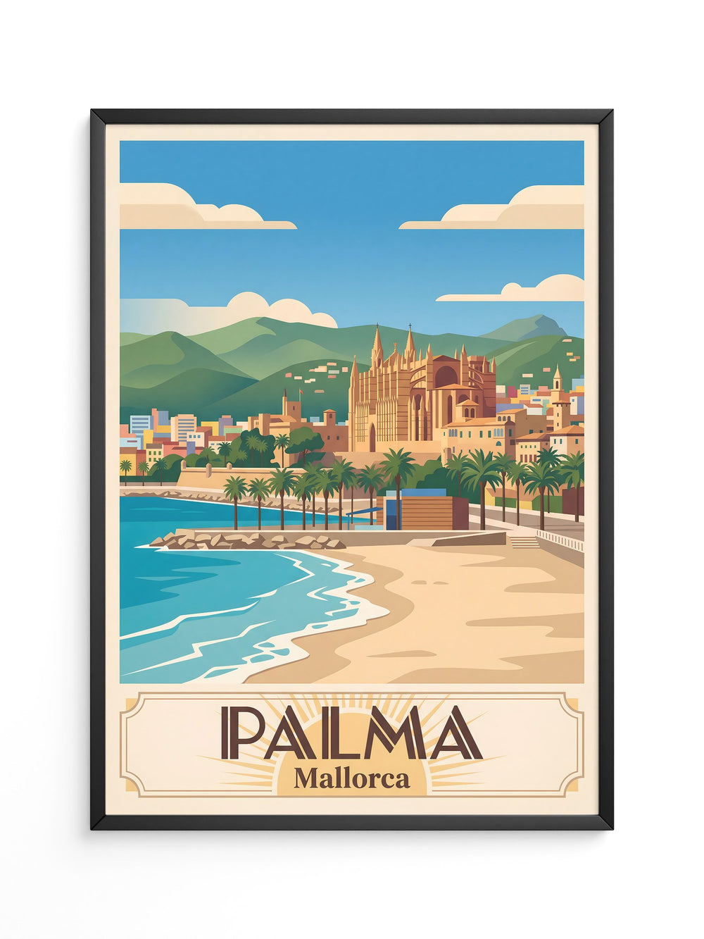 Palma Kathedrale Küstenblick Retro