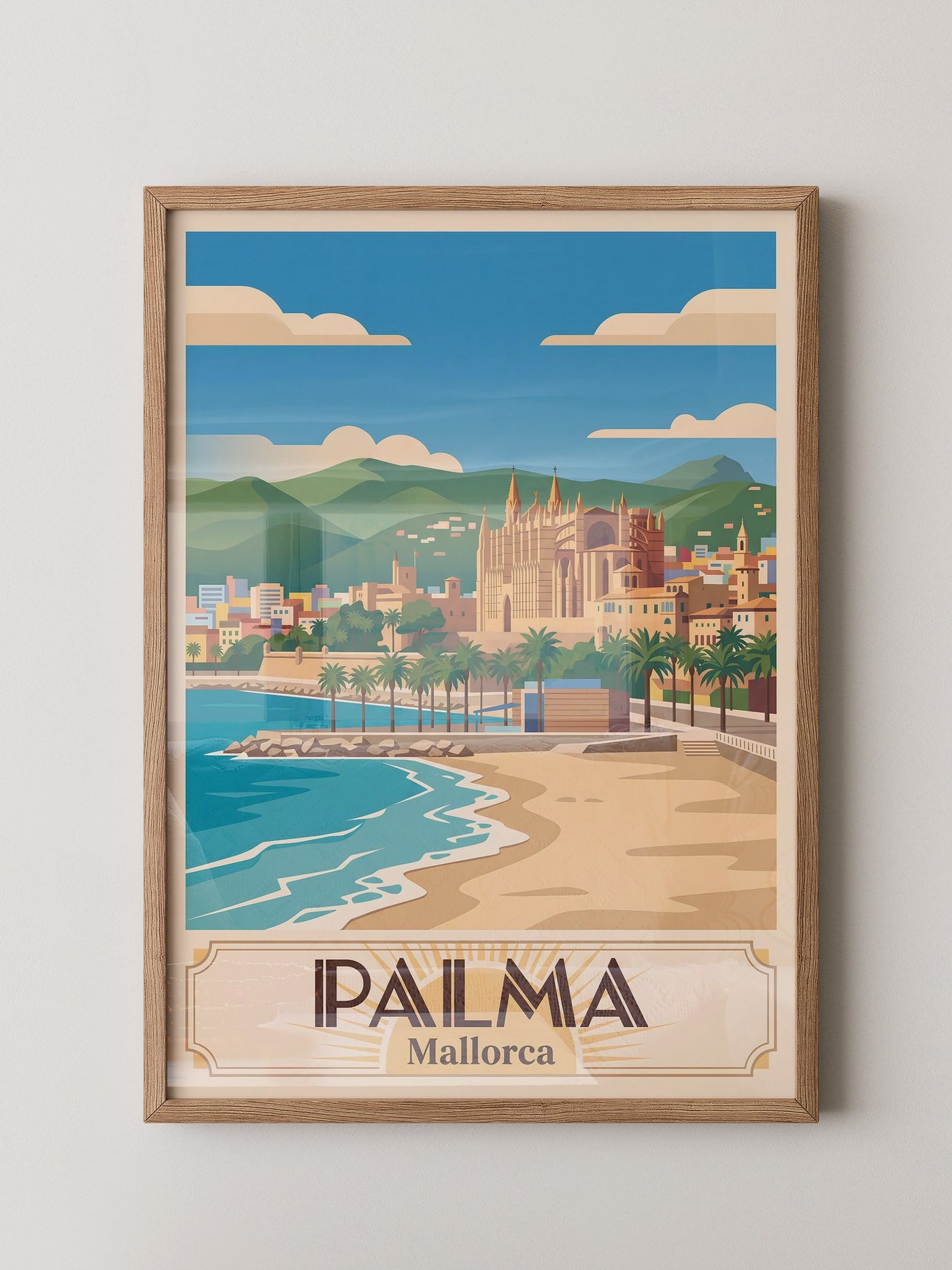 Palma Kathedrale Küstenblick Retro