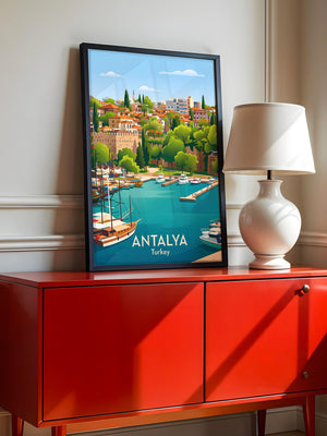 Antalya Hafen Bunte Illustration
