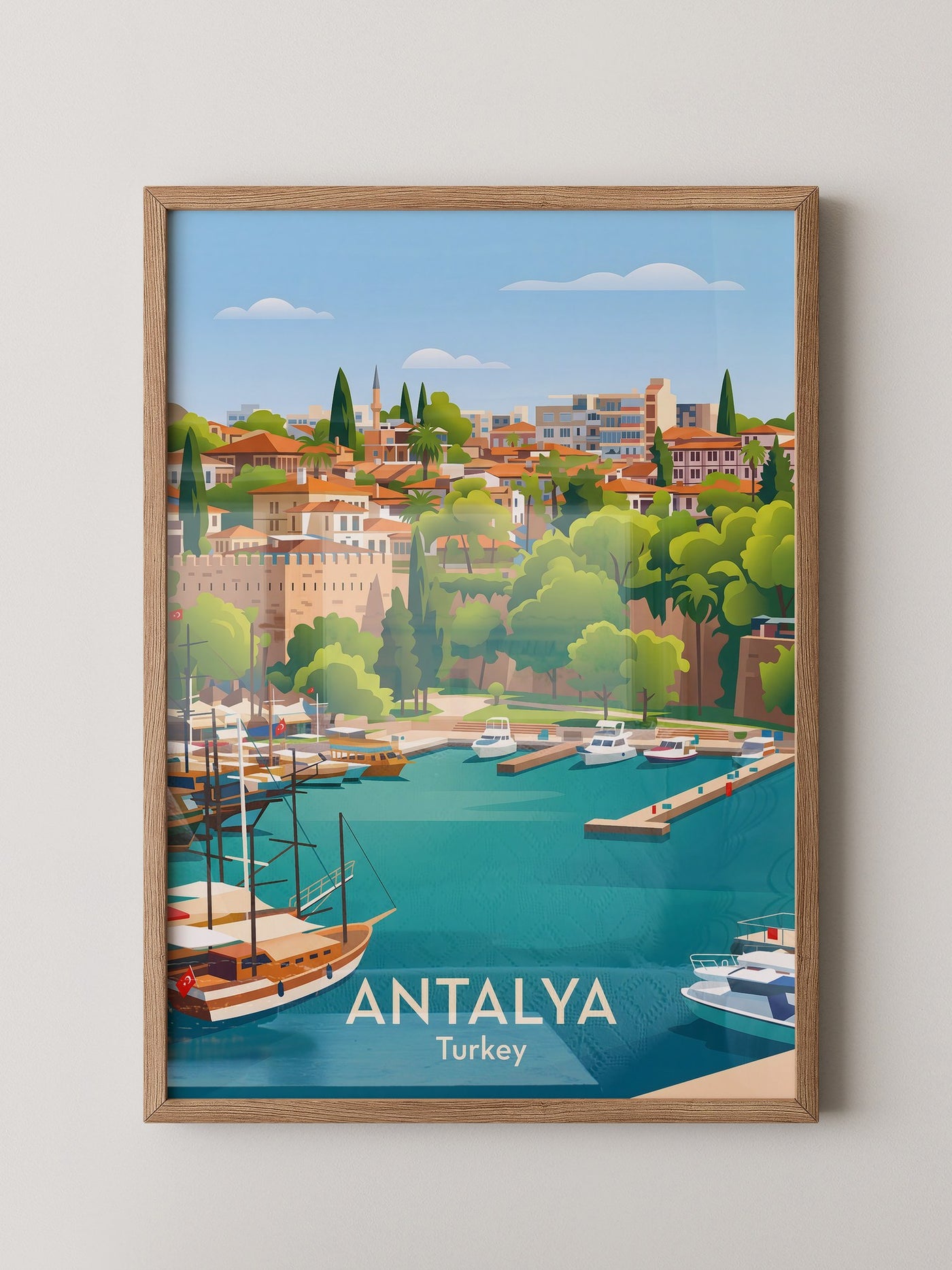 Antalya Hafen Bunte Illustration