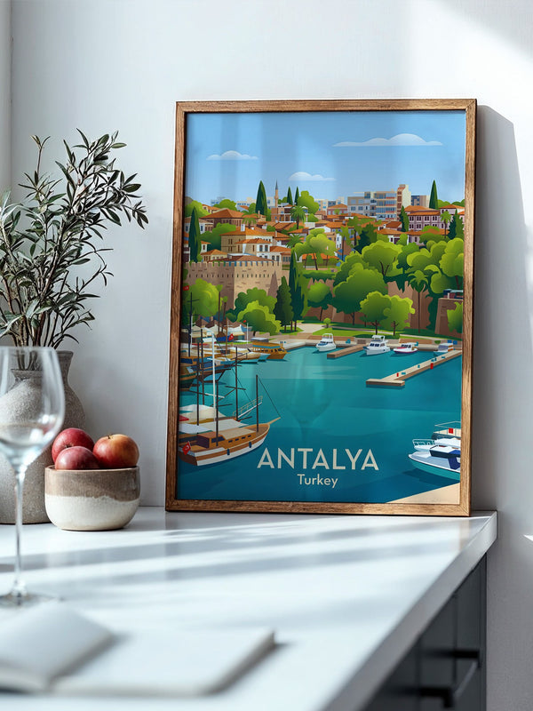 Antalya Hafen Bunte Illustration