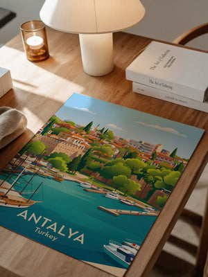 Antalya Hafen Bunte Illustration