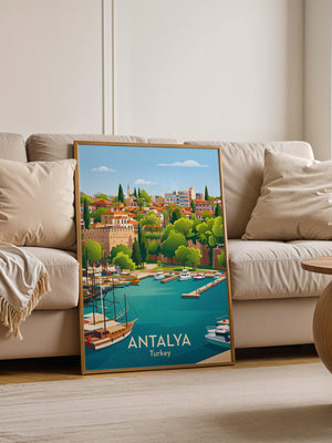 Antalya Hafen Bunte Illustration