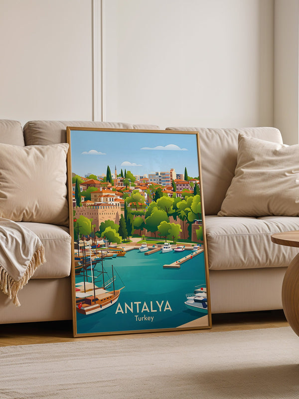 Antalya Hafen Bunte Illustration
