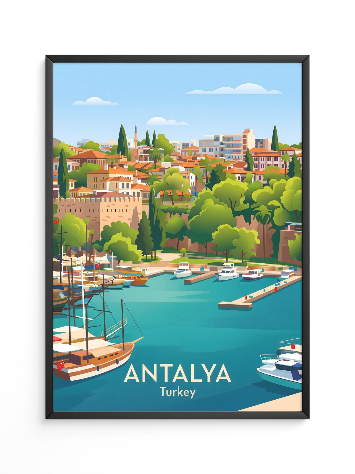 Antalya Hafen Bunte Illustration