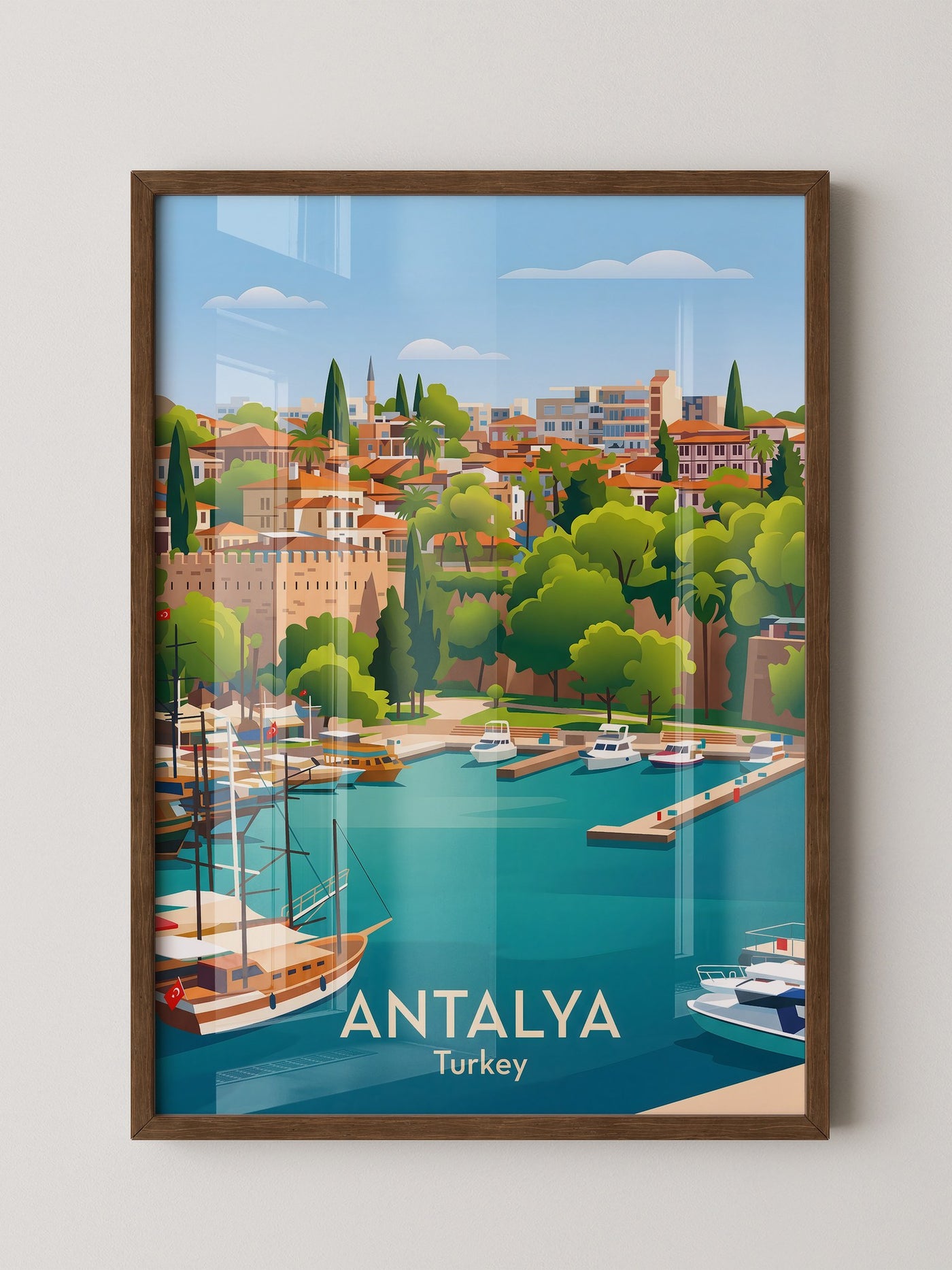 Antalya Hafen Bunte Illustration