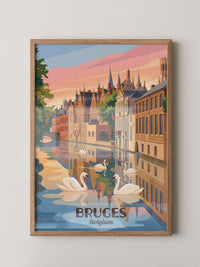 Brügge Grachten Schwäne Retro