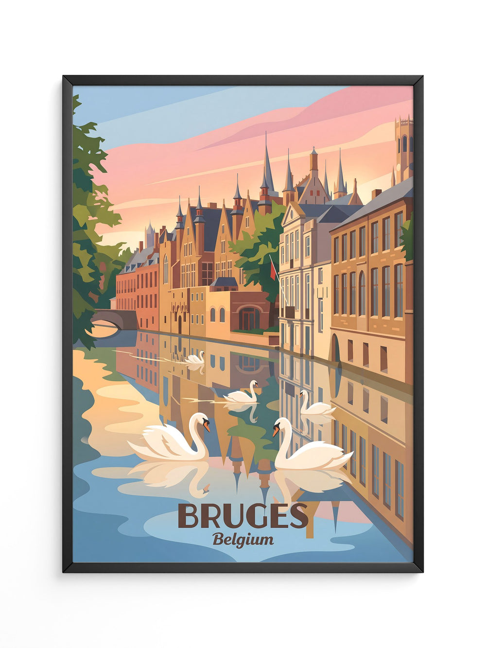 Brügge Grachten Schwäne Retro