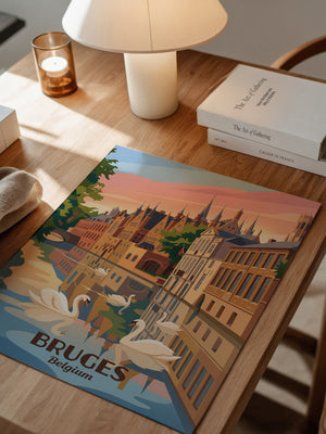 Brügge Grachten Schwäne Retro