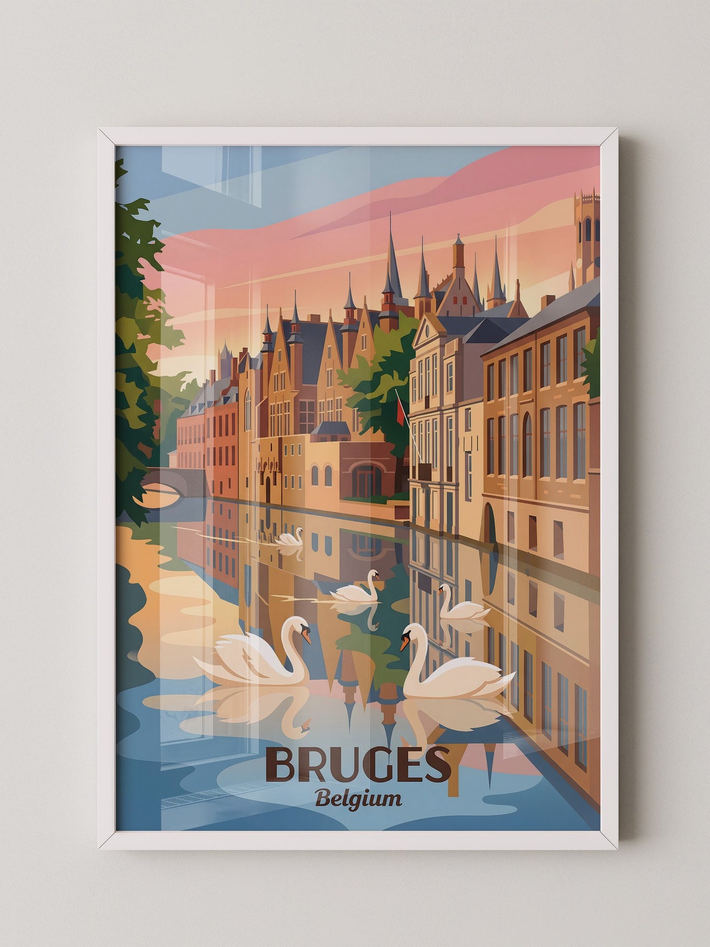Brügge Grachten Schwäne Retro