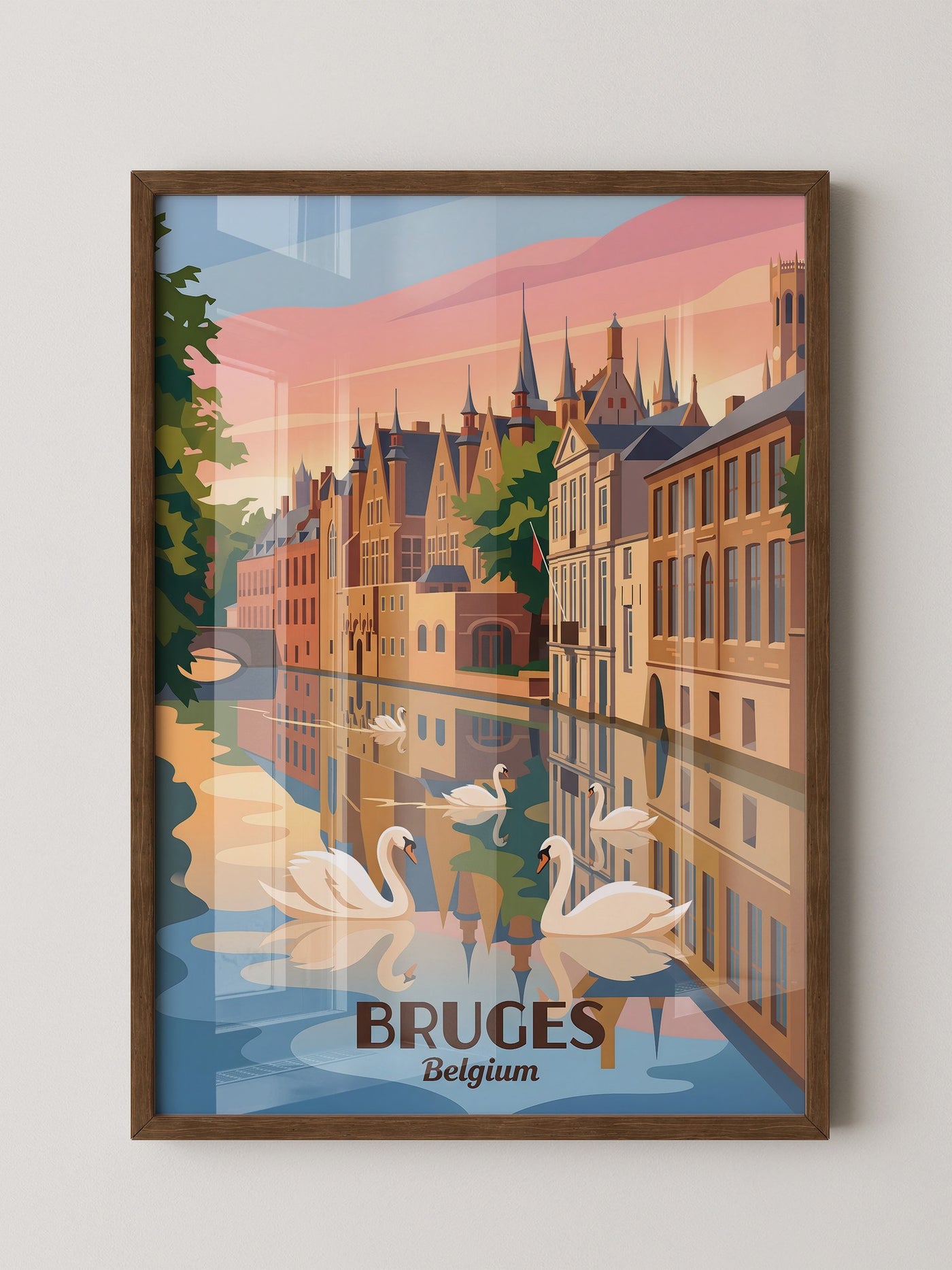 Brügge Grachten Schwäne Retro