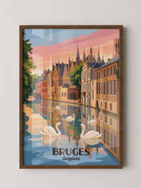Brügge Grachten Schwäne Retro