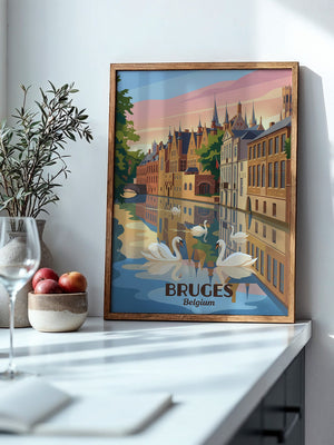 Brügge Grachten Schwäne Retro