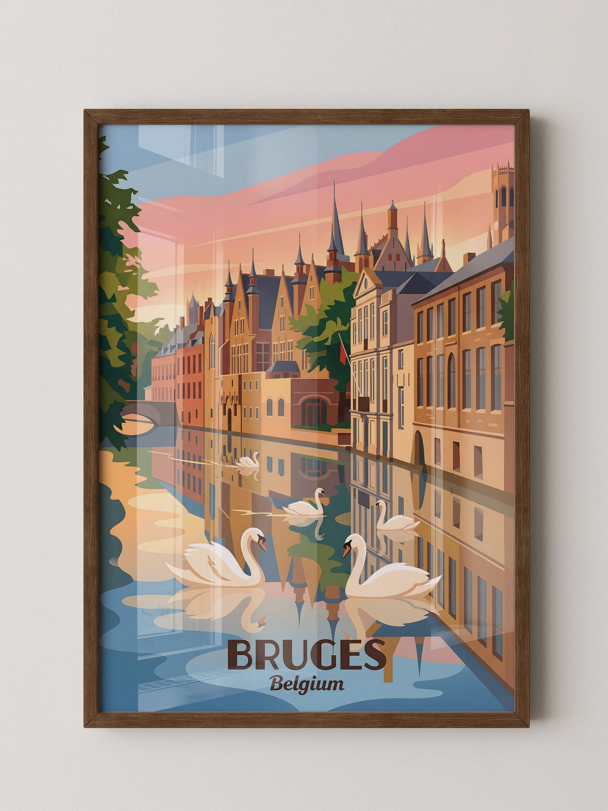 Brügge Grachten Schwäne Retro