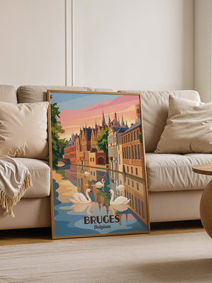 Brügge Grachten Schwäne Retro