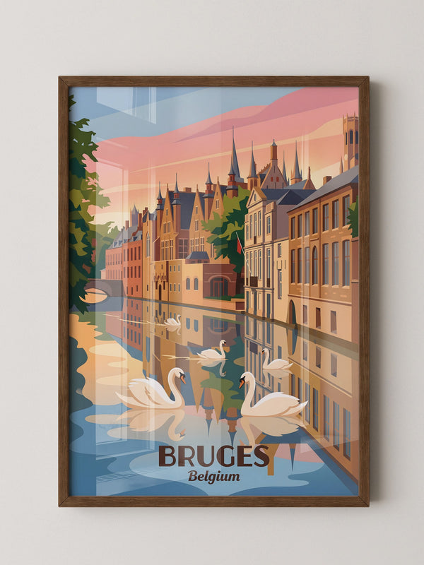 Brügge Grachten Schwäne Retro