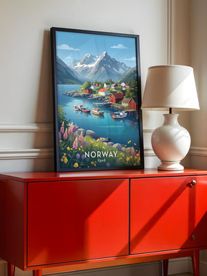 Norwegische Fjordidylle Pastellfarben
