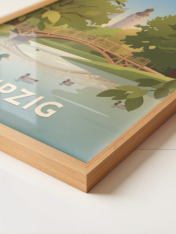 Leipzig Park Brücke Sommerillustration
