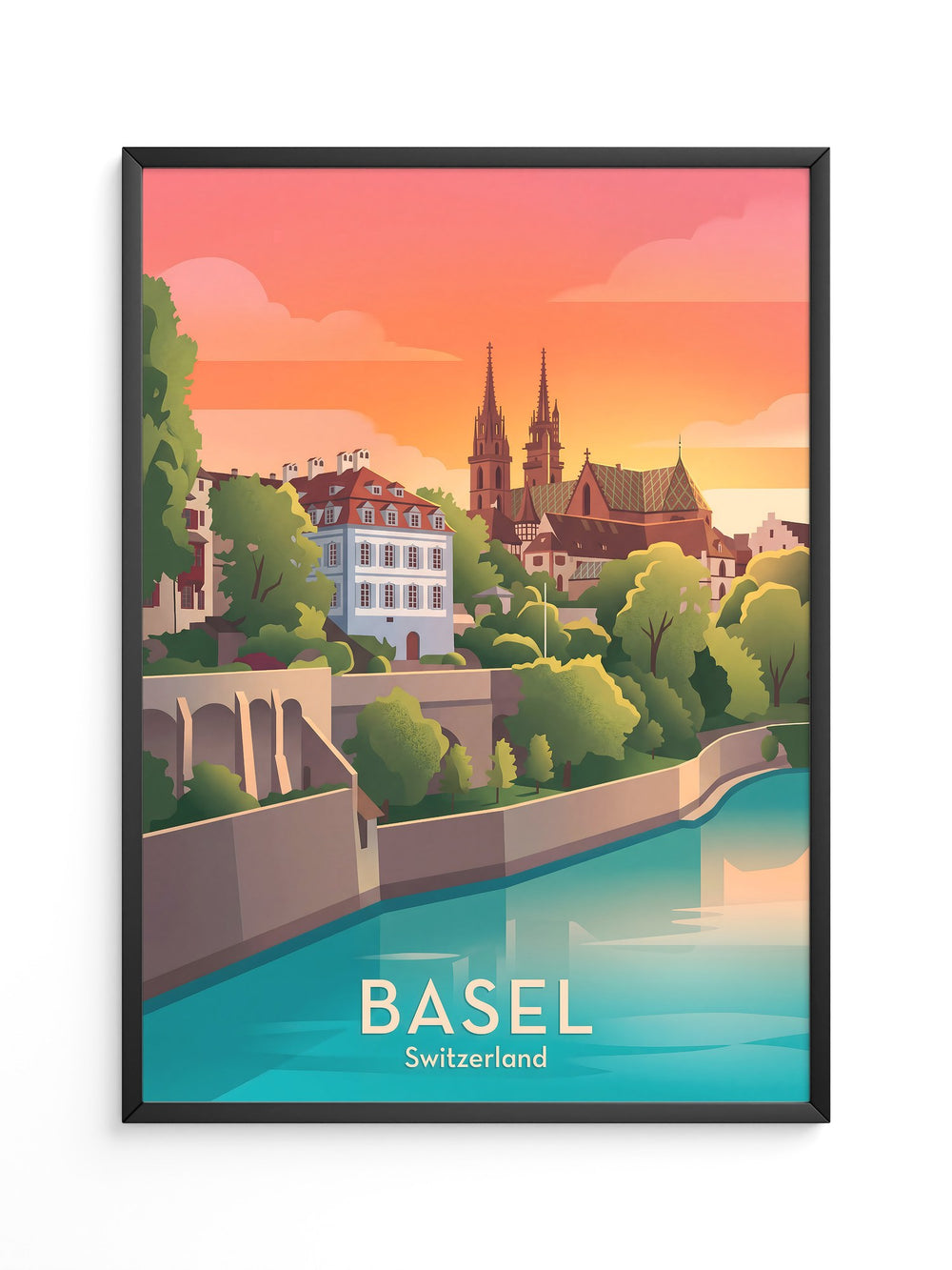 Basel Abendrot Architektur