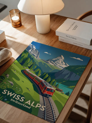 Swiss Alpen Zugfahrt Retro