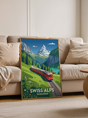 Swiss Alpen Zugfahrt Retro