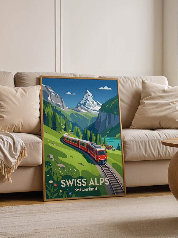 Swiss Alpen Zugfahrt Retro