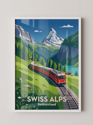 Swiss Alpen Zugfahrt Retro
