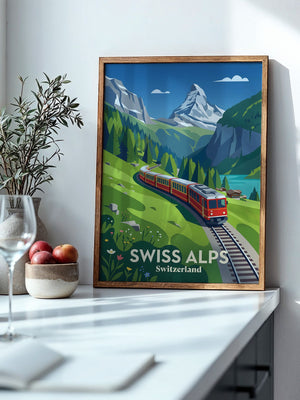 Swiss Alpen Zugfahrt Retro