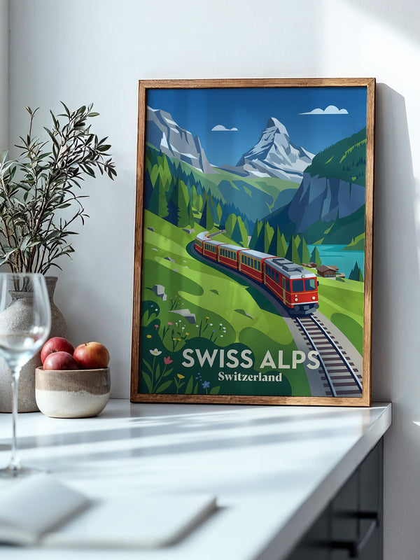 Swiss Alpen Zugfahrt Retro