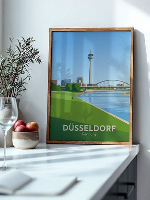 Rheinturm Düsseldorf Flusslandschaft