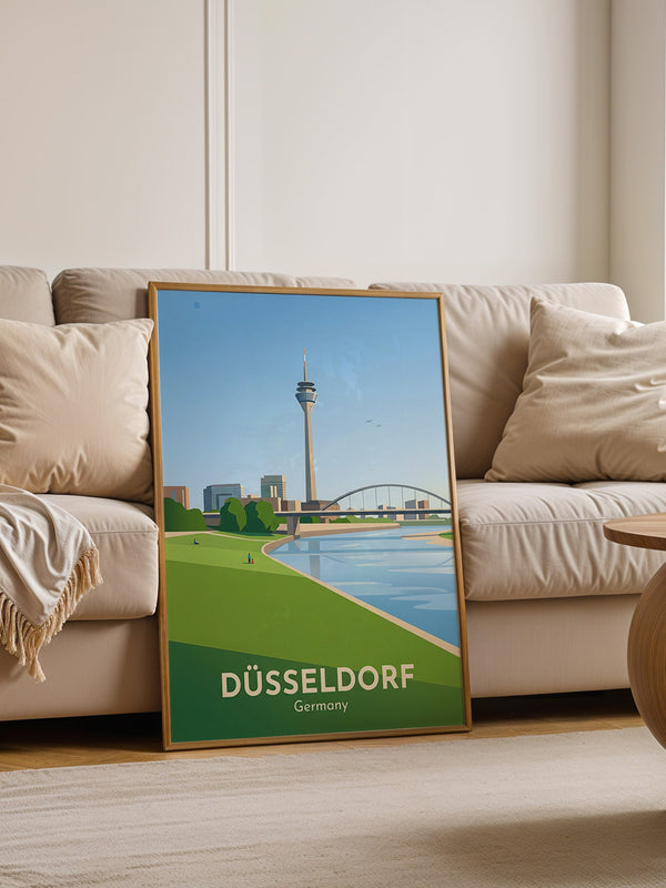 Rheinturm Düsseldorf Flusslandschaft