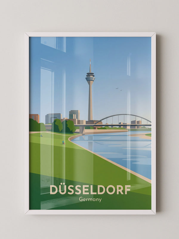 Rheinturm Düsseldorf Flusslandschaft