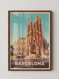 Sagrada Familia Retro-Illustration
