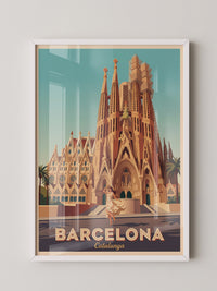 Sagrada Familia Retro-Illustration