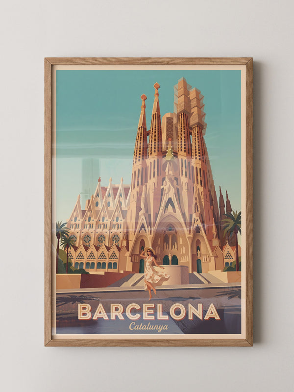 Sagrada Familia Retro-Illustration
