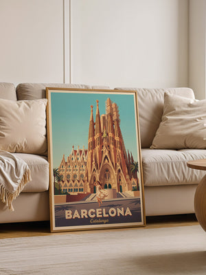 Sagrada Familia Retro-Illustration