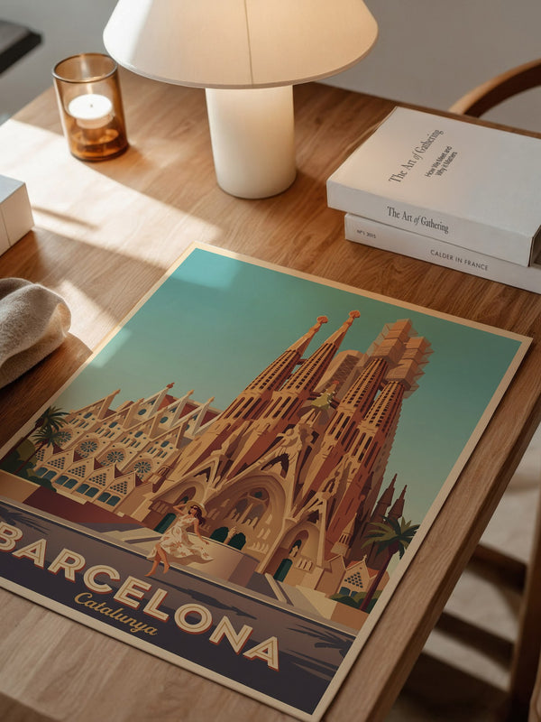 Sagrada Familia Retro-Illustration