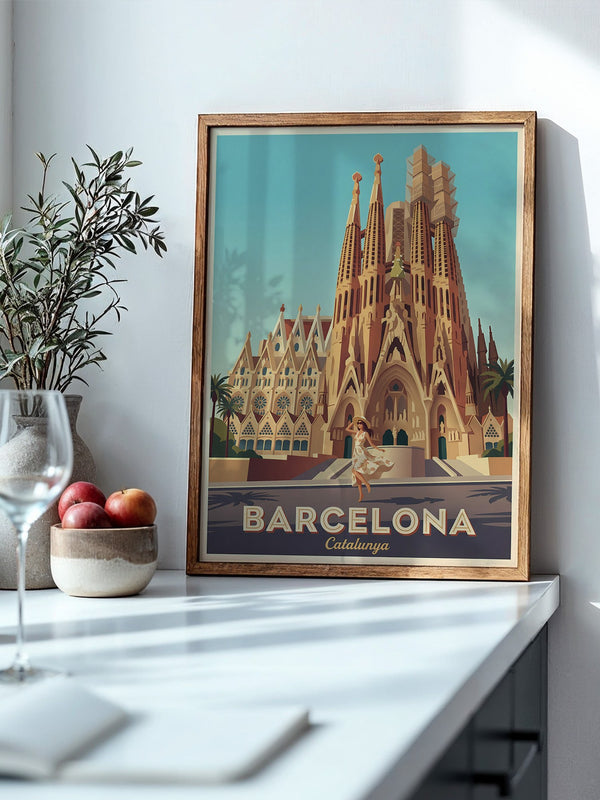 Sagrada Familia Retro-Illustration
